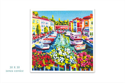 Athos Faccincani - Peschiera dove riposare il cuore - Serigrafia materica del Lago di Garda senza cornice.