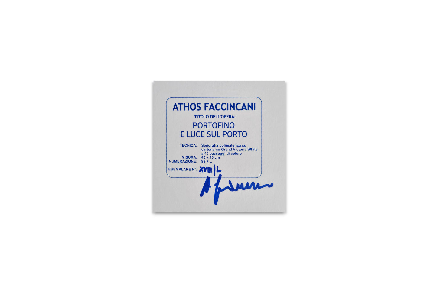Faccincani Grafics - Serigrafie e Grafiche - Athos Faccincani - Portofino