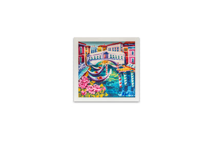 Serigrafia di Athos Faccincani dedicata a Venezia in cornice artigianale minimal in legno di alte qualità.